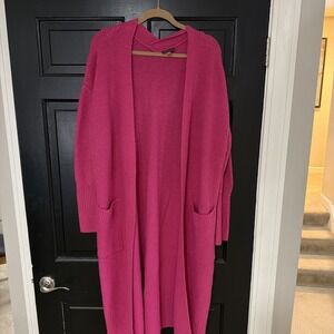Vince Camuto Open Front Cardigan Sweater Size XL Fuscia/Pink Full-Length Drape